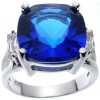 Rhodium Plated Jlo Cushion Sapphire Wedding Ring